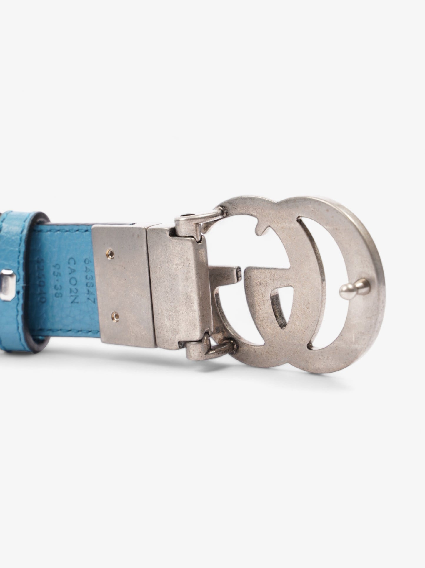 Gucci GG Marmont Thin Reversible Belt Navy / Aqua Blue Leather 95cm 38"