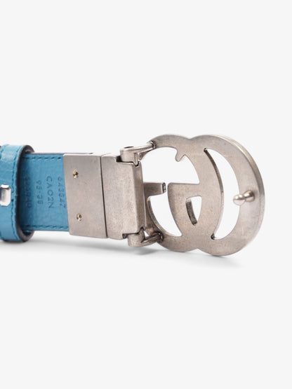 Gucci GG Marmont Thin Reversible Belt Navy / Aqua Blue Leather 95cm 38"