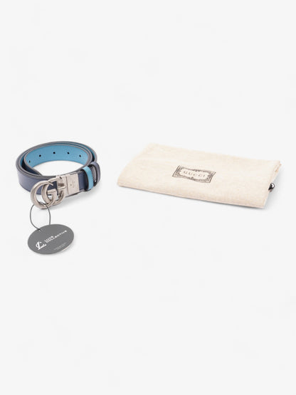 Gucci GG Marmont Thin Reversible Belt Navy / Aqua Blue Leather 95cm 38"