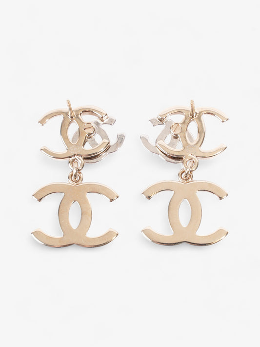 Chanel CC Triple Earrings Silver / Light Gold Base Metal