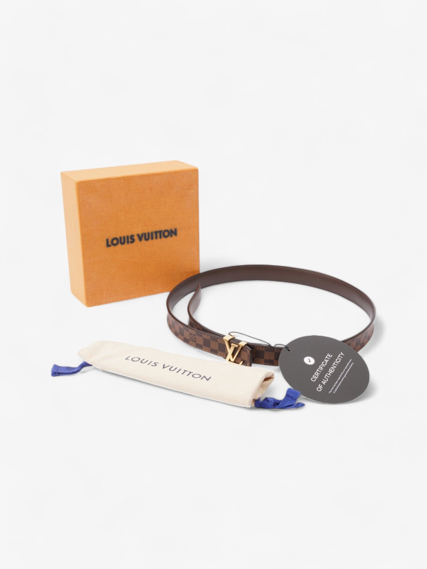 Louis Vuitton LV Iconic Belt Damier Ebene / Gold Leather 85cm / 34"