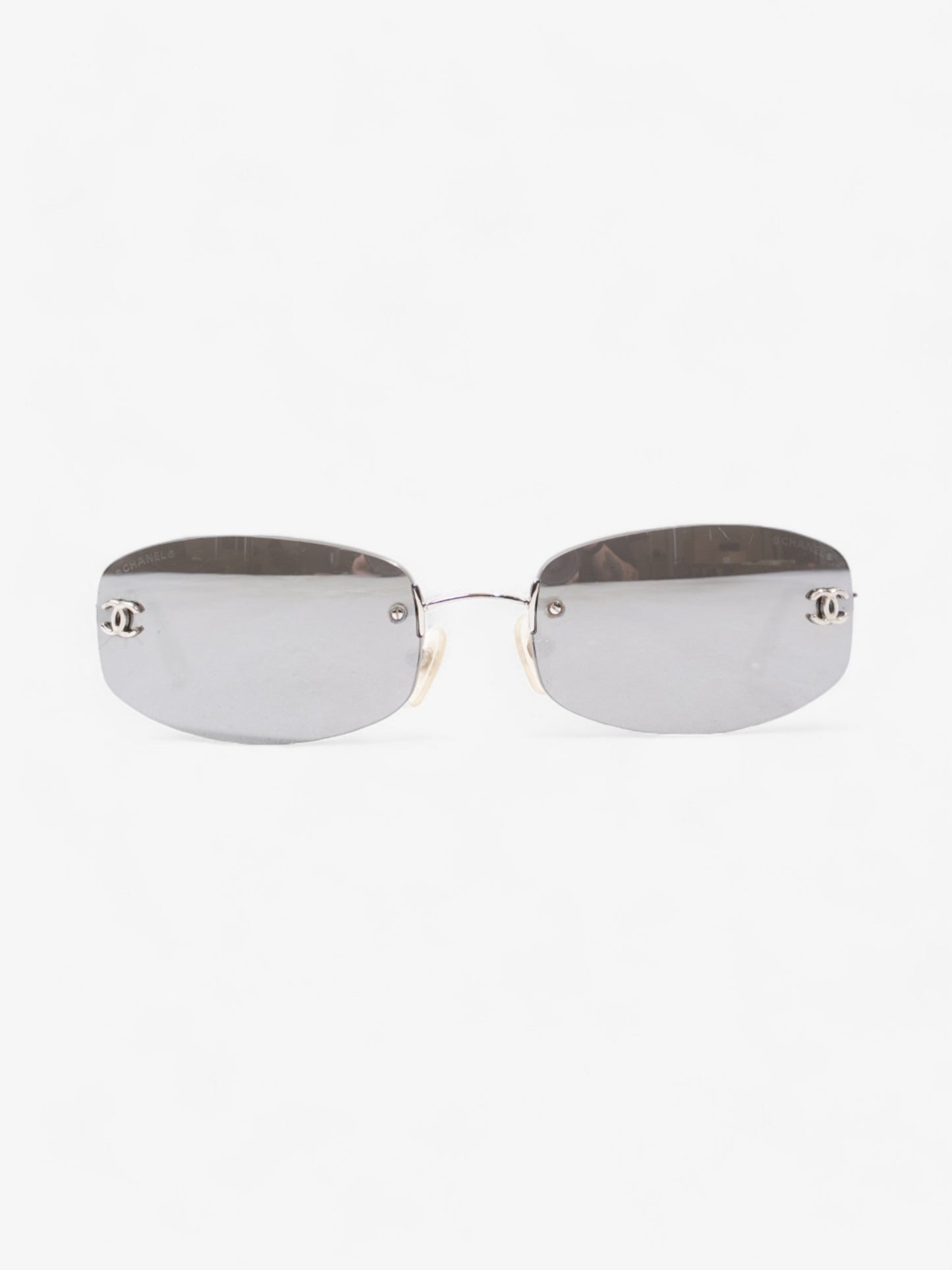 Chanel Rimless CC Sunglasses Silver Base Metal 130mm