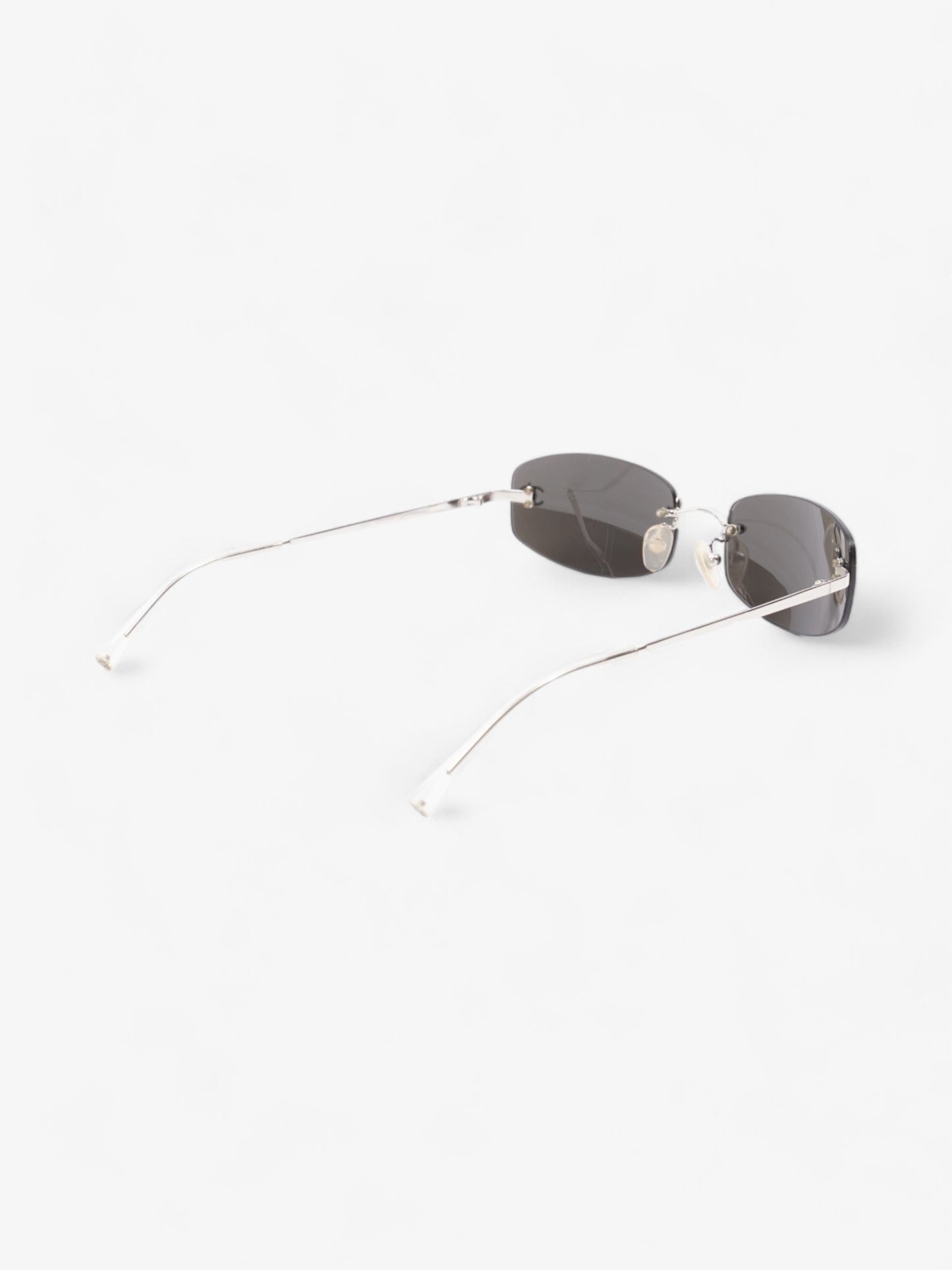 Chanel Rimless CC Sunglasses Silver Base Metal 130mm