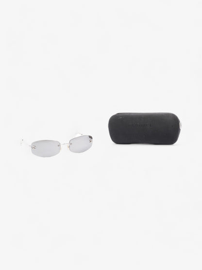 Chanel Rimless CC Sunglasses Silver Base Metal 130mm