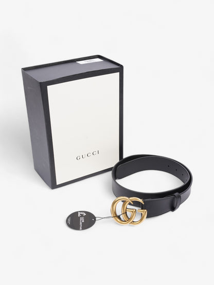 Gucci GG Marmont 2015 Re-Edition Wide Belt Black / Gold Leather 80cm / 32"