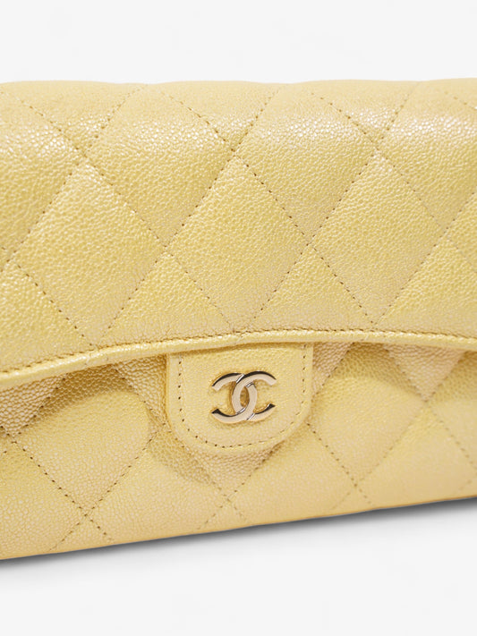 Chanel Classic Flap Bifold Wallet Yellow Caviar Leather