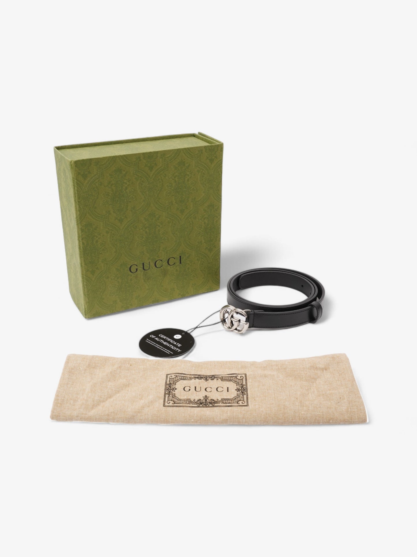 Gucci GG Marmont Thin Belt Black / Silver Leather 85cm / 34"