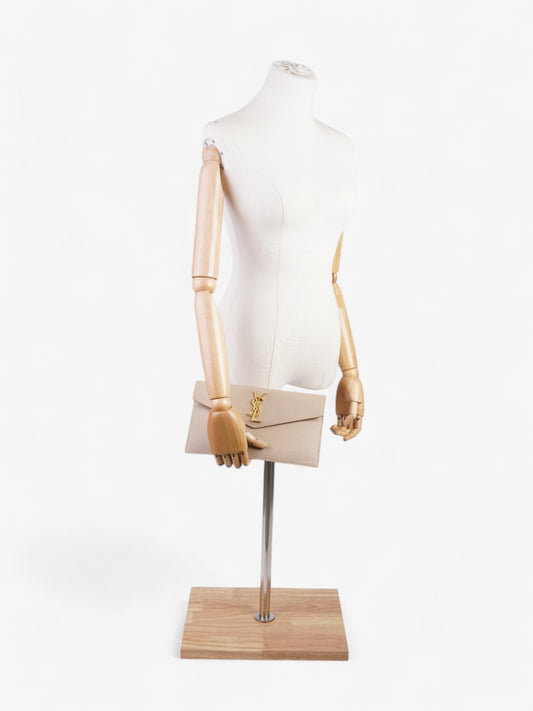 Saint Laurent Uptown Clutch Nude Grained Leather