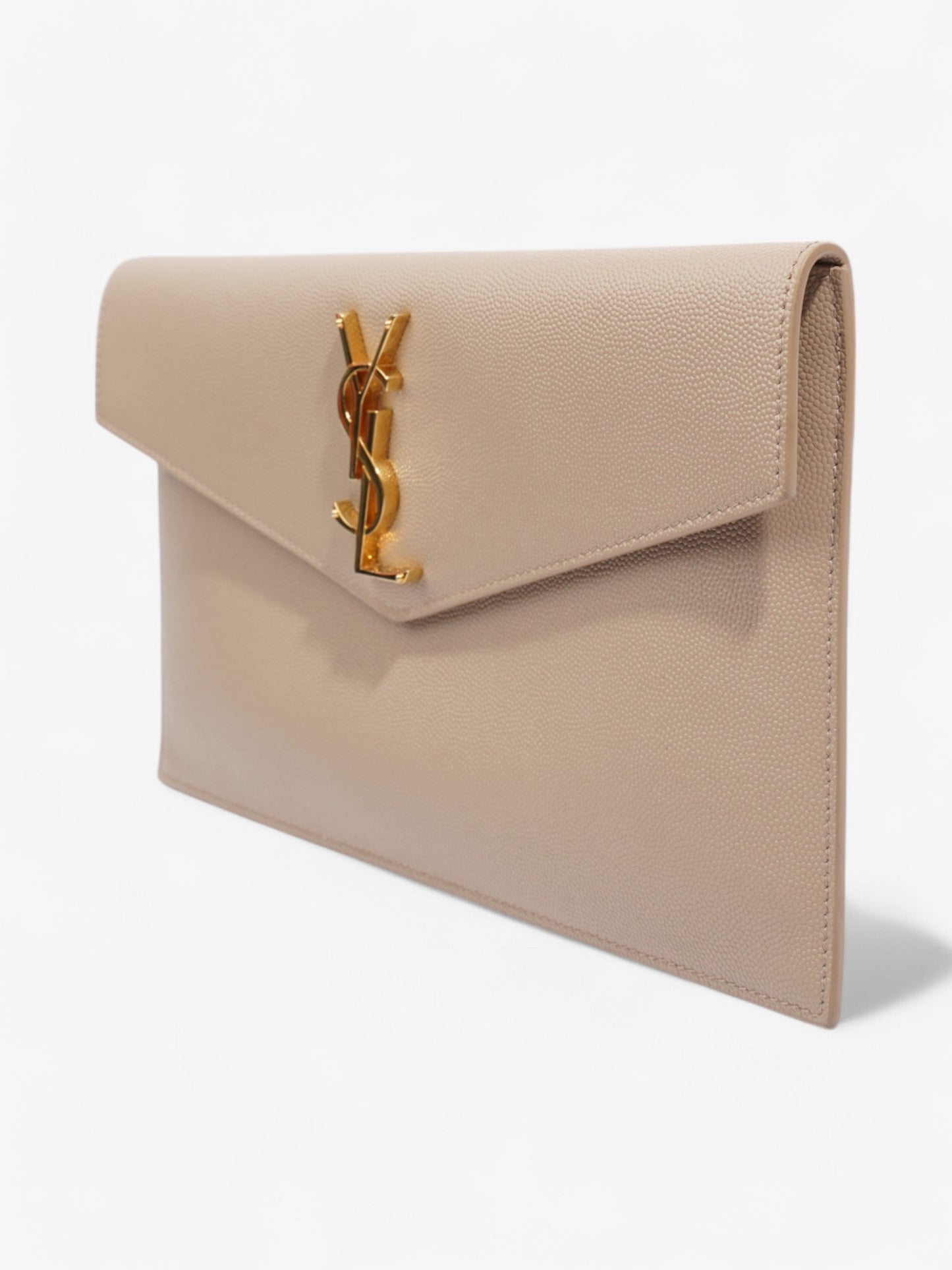 Saint Laurent Uptown Clutch Nude Grained Leather