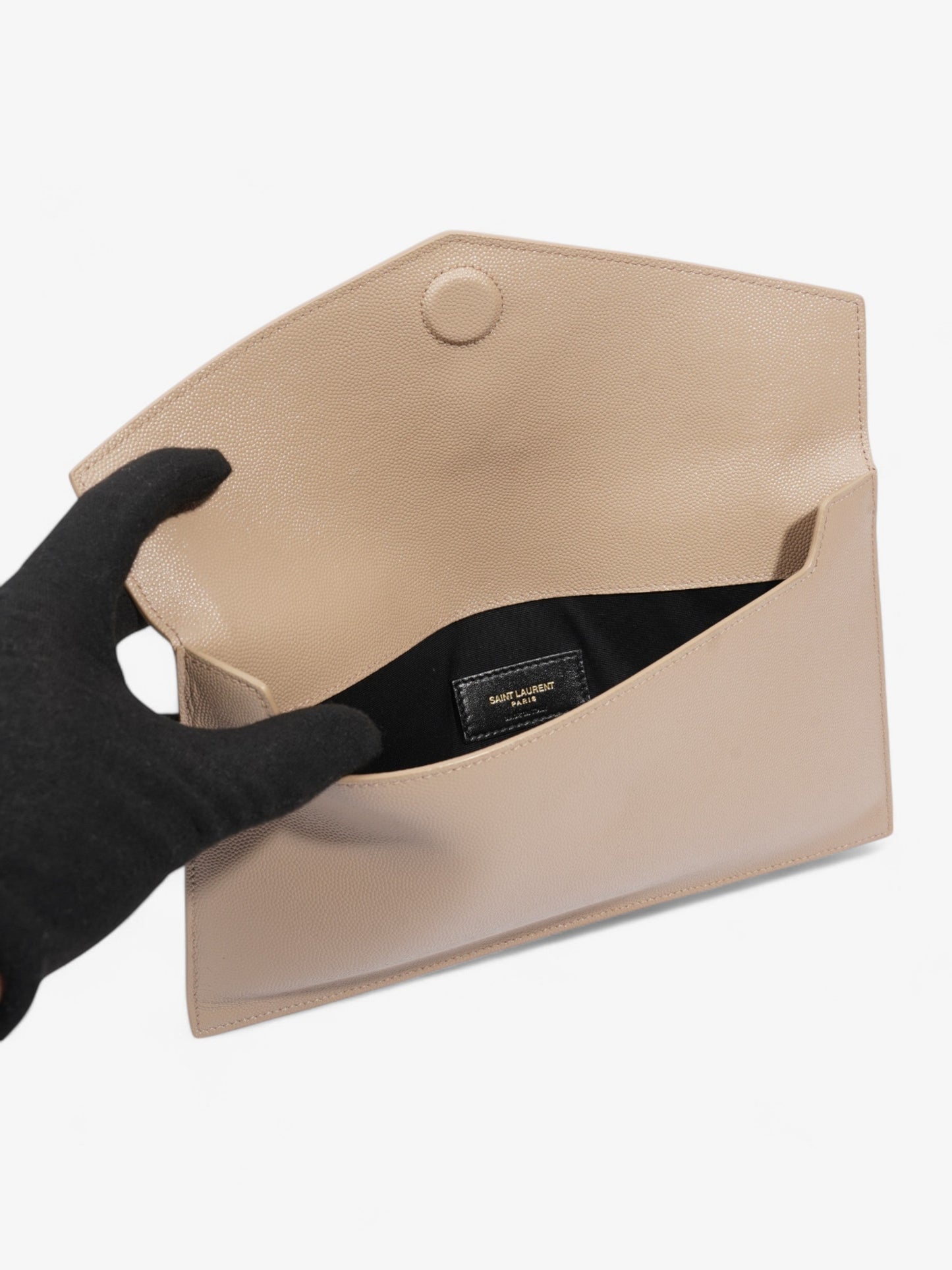 Saint Laurent Uptown Clutch Nude Grained Leather