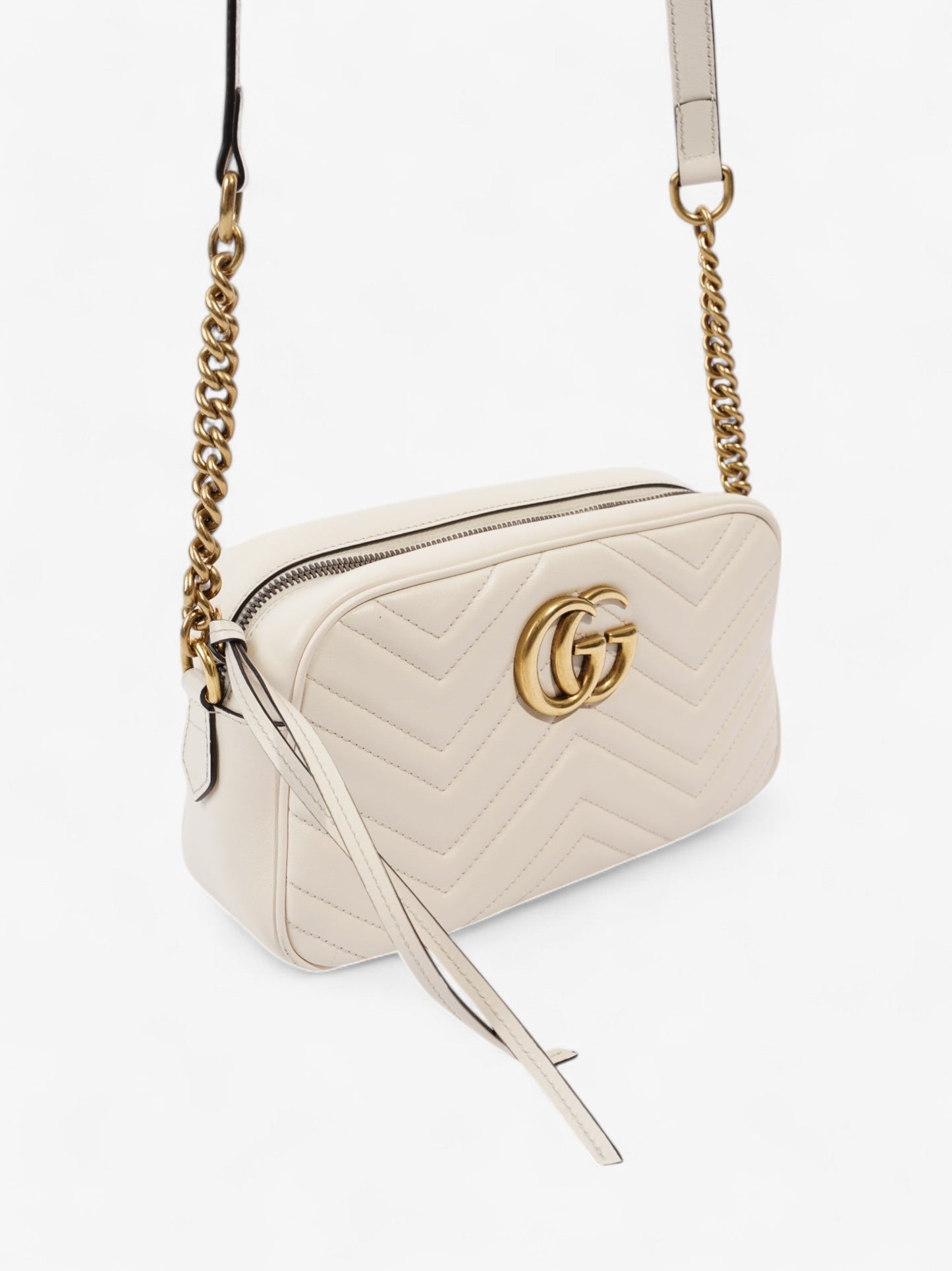 Gucci GG Marmont White Matelasse Leather Small
