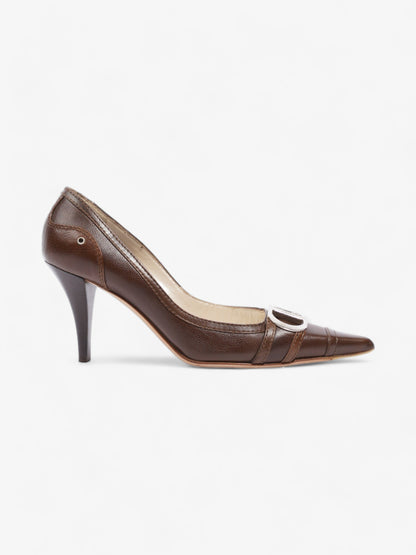 Christian Dior D Buckle Heel 80mm Brown Leather EU 38 UK 5