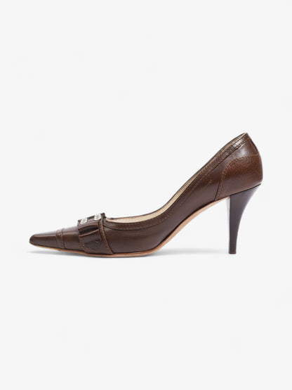 Christian Dior D Buckle Heel 80mm Brown Leather EU 38 UK 5