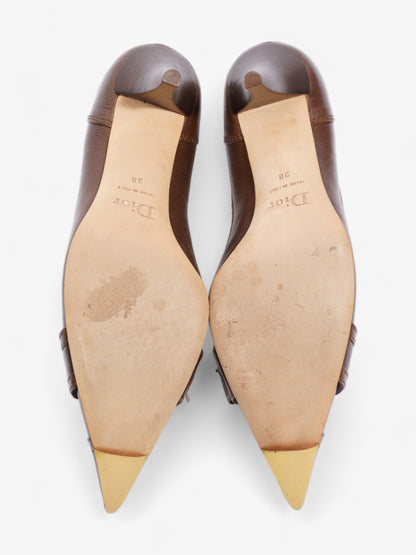 Christian Dior D Buckle Heel 80mm Brown Leather EU 38 UK 5