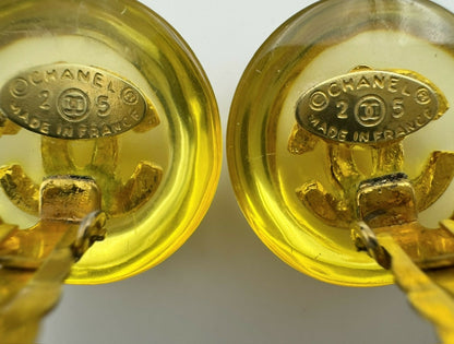 Chanel Vintage 1988 Gold-plated & Resin Round Clip-on earrings