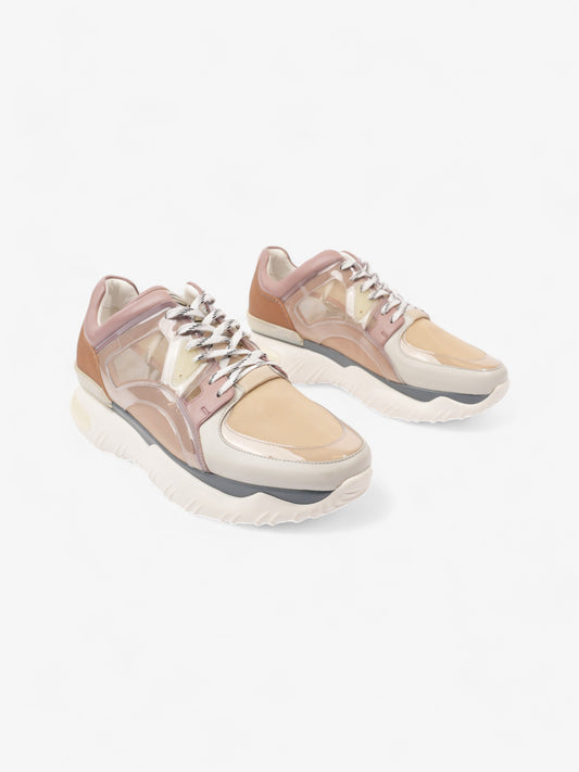 Fendi Low Top Sneaker Beige / Pink / Brown Leather EU 44 UK 10