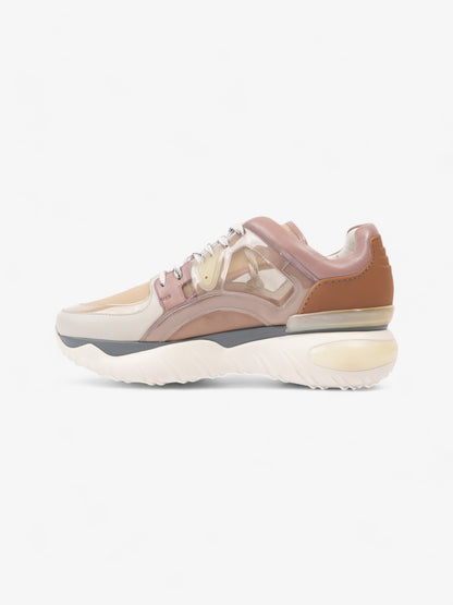 Fendi Low Top Sneaker Beige / Pink / Brown Leather EU 44 UK 10