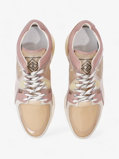 Fendi Low Top Sneaker Beige / Pink / Brown Leather EU 44 UK 10