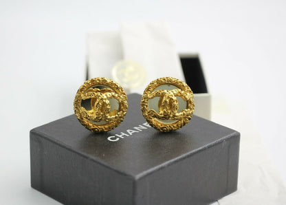 Chanel Vintage 93A Rare Lava Glass Mirror Clip-on Earrings