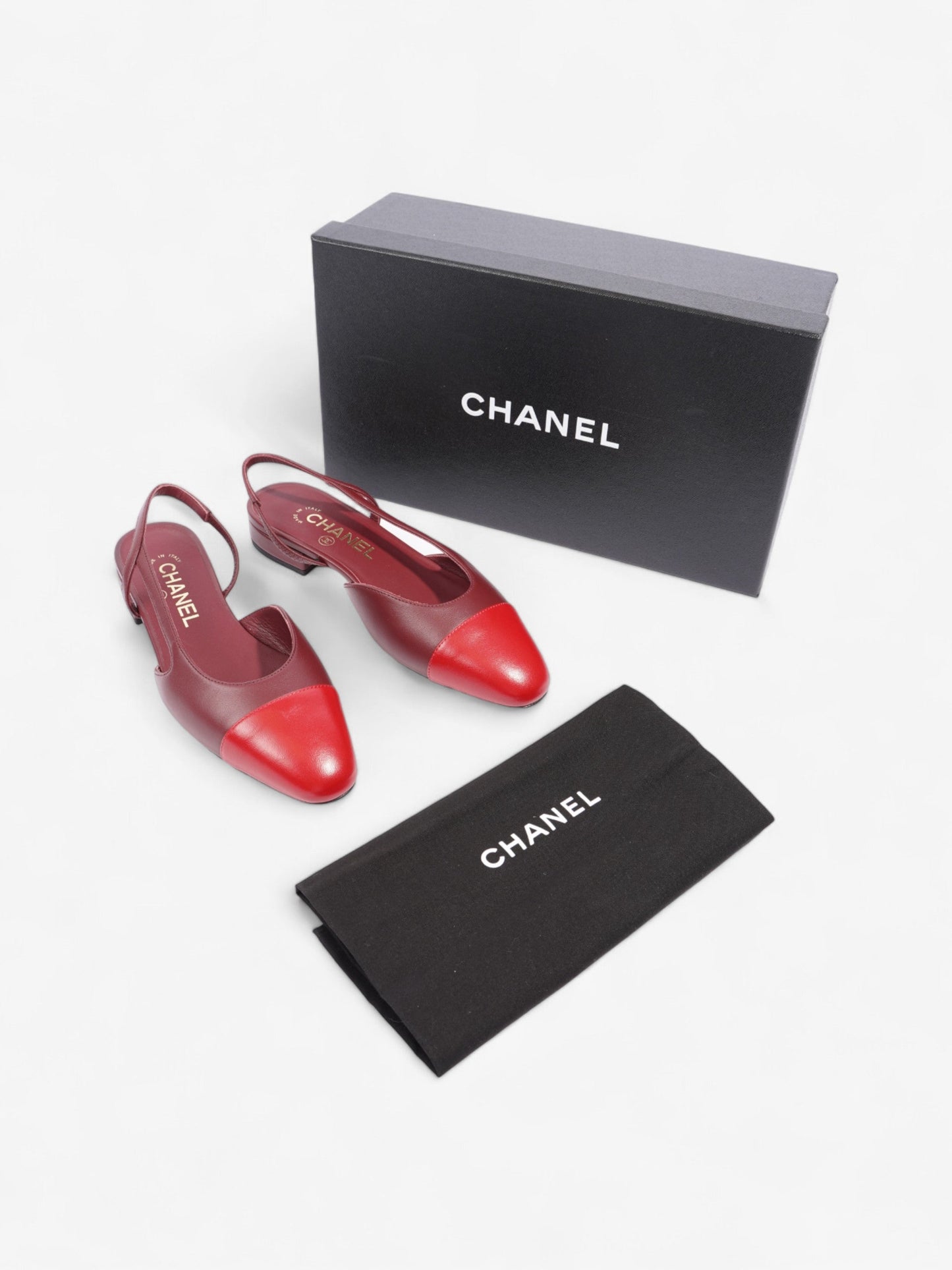 Chanel Sling Back Sandal Burgundy / Red Leather EU 35.5 UK 3.5