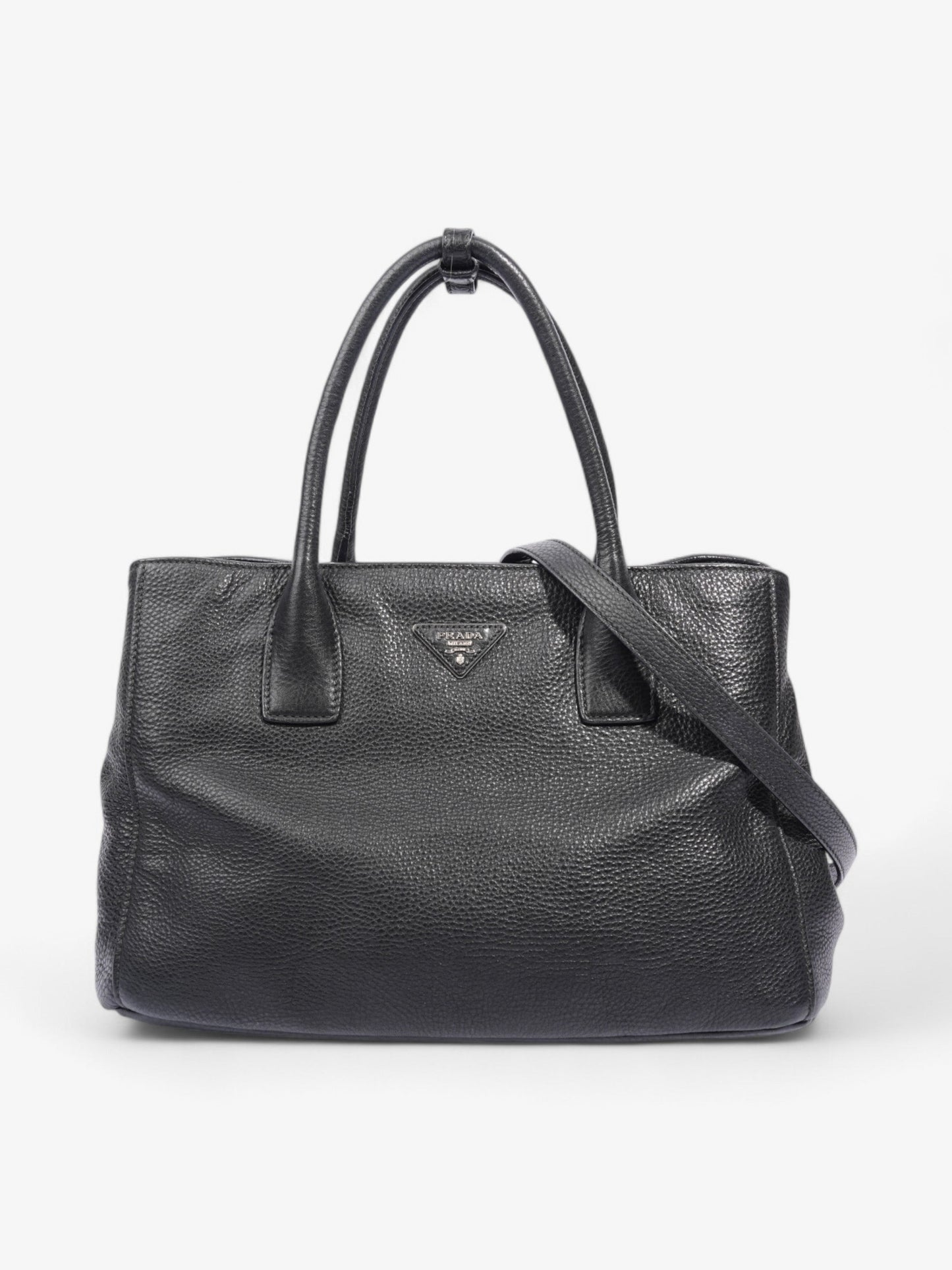 Prada Vitello Daino Tote Black Saffiano Leather