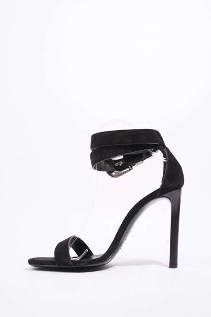 Saint Laurent Strap Ankle Heel 100 Black Suede EU 39 UK 6