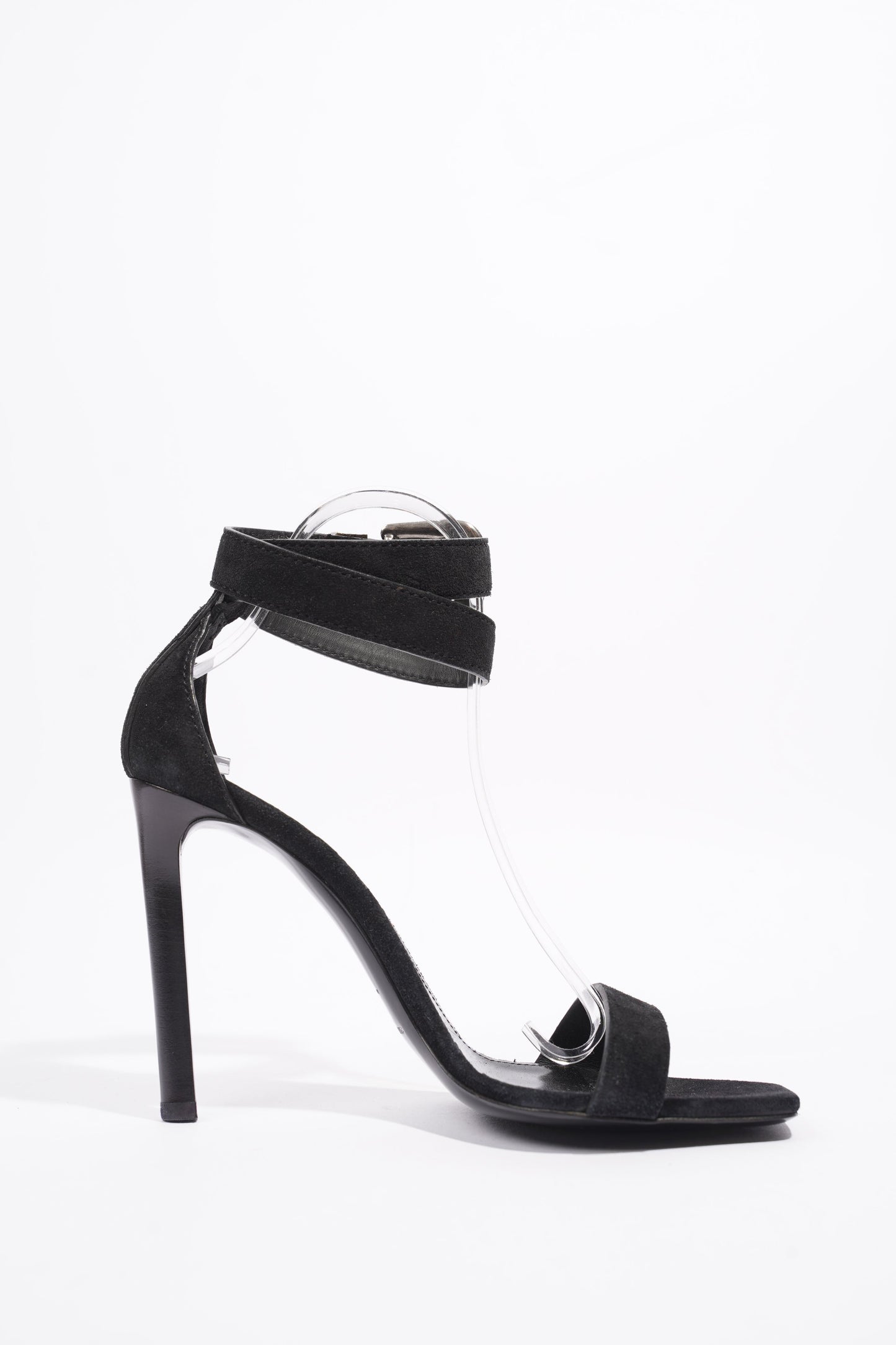 Saint Laurent Strap Ankle Heel 100 Black Suede EU 39 UK 6
