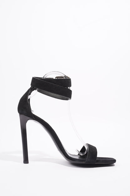 Saint Laurent Strap Ankle Heel 100 Black Suede EU 39 UK 6
