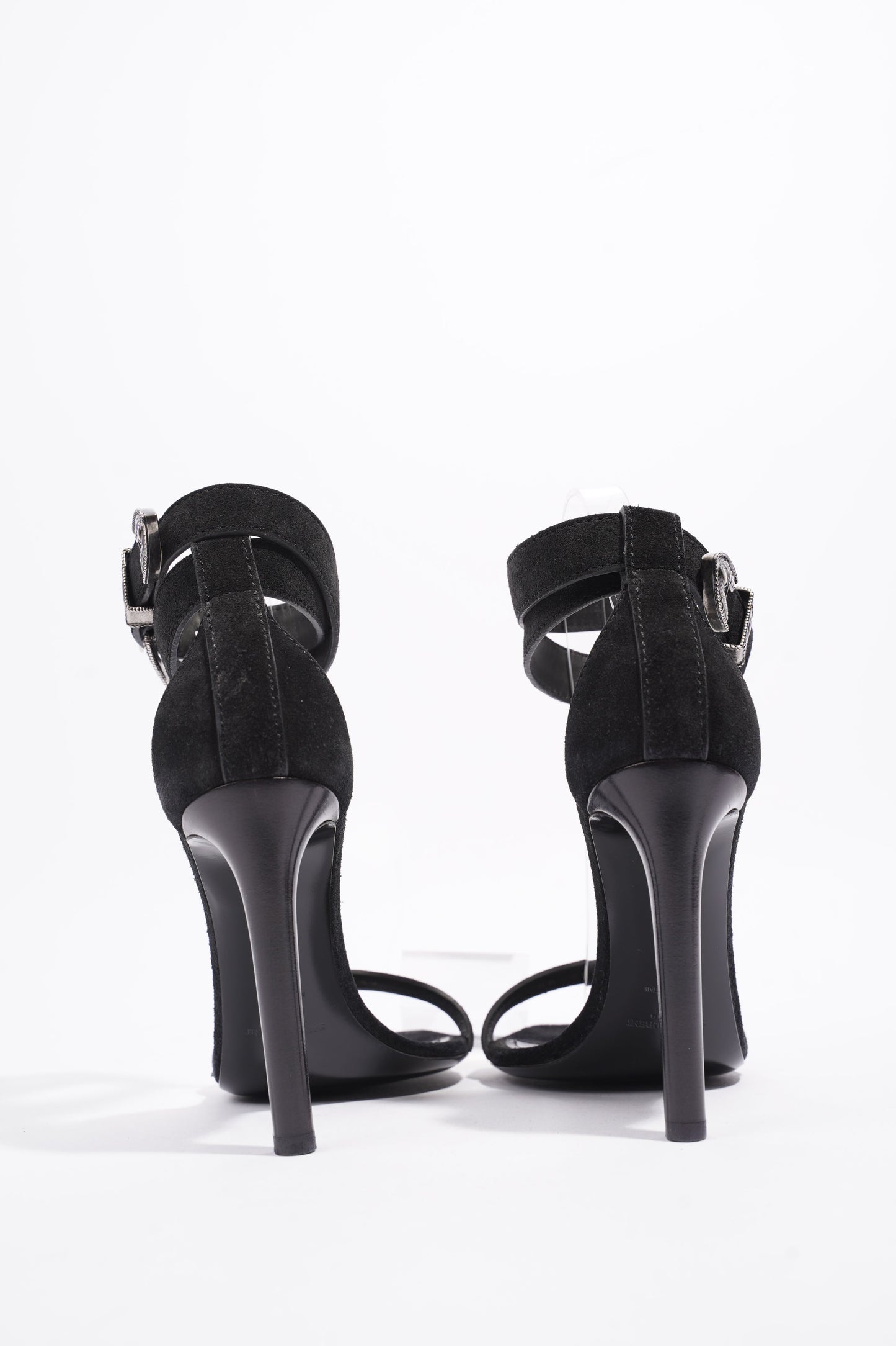 Saint Laurent Strap Ankle Heel 100 Black Suede EU 39 UK 6