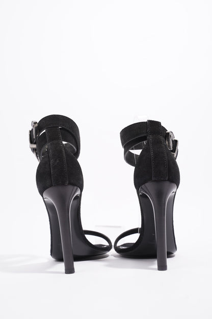 Saint Laurent Strap Ankle Heel 100 Black Suede EU 39 UK 6