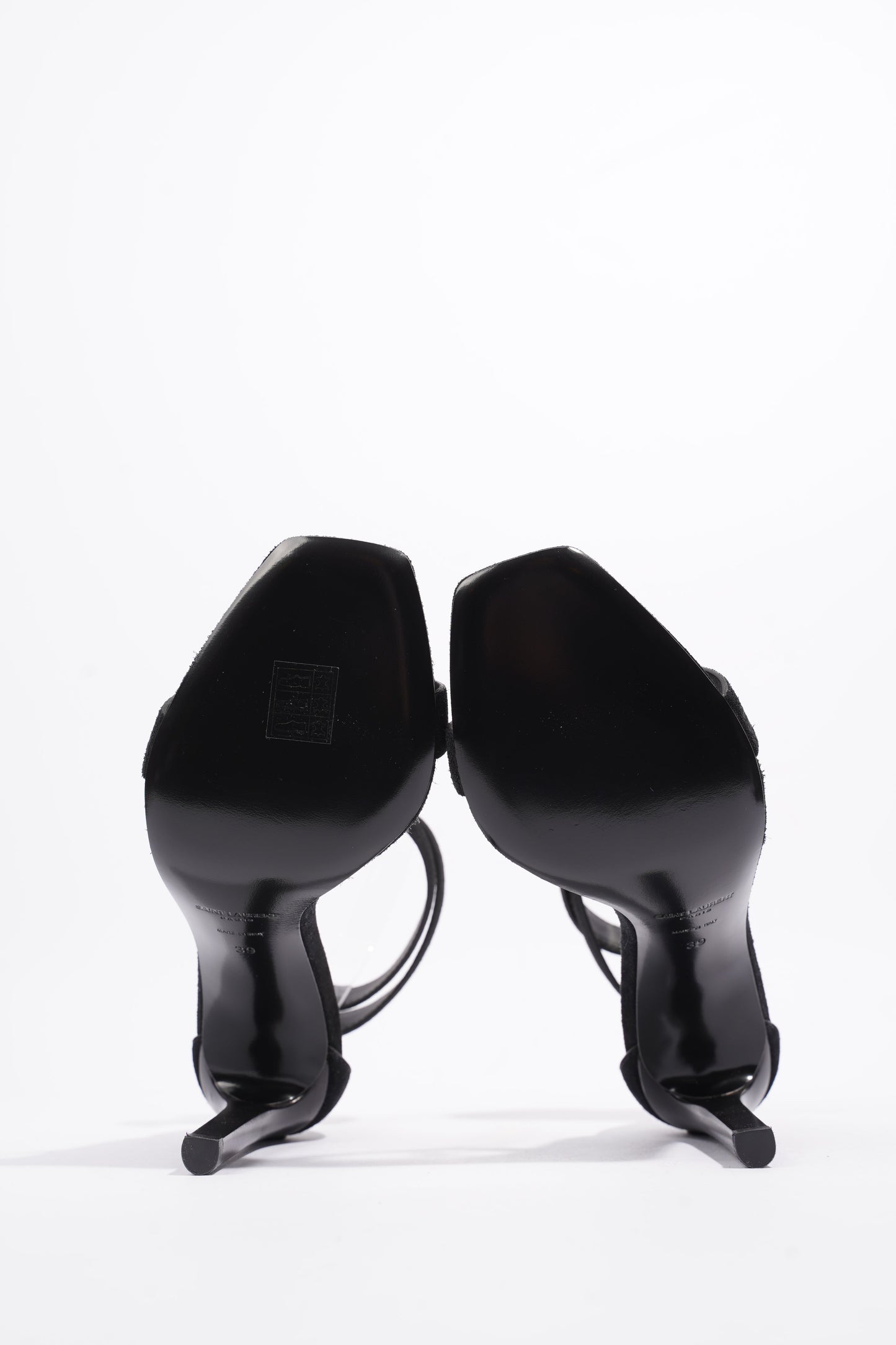 Saint Laurent Strap Ankle Heel 100 Black Suede EU 39 UK 6