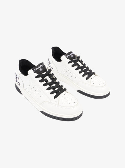 Chanel Logo Low Top Sneaker White / Black Leather EU 39 UK 6