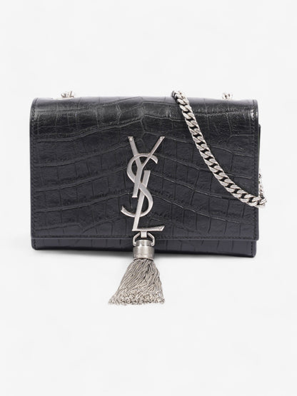 Saint Laurent Kate Tassel Bag Black Embossed Leather Small