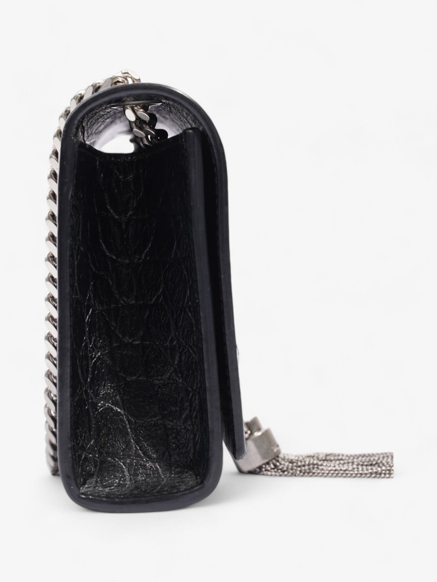 Saint Laurent Kate Tassel Bag Black Embossed Leather Small