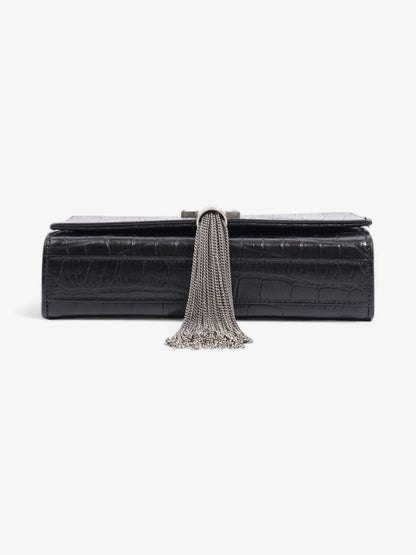 Saint Laurent Kate Tassel Bag Black Embossed Leather Small