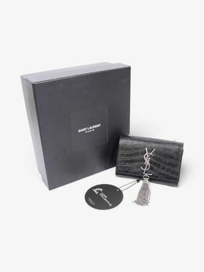 Saint Laurent Kate Tassel Bag Black Embossed Leather Small