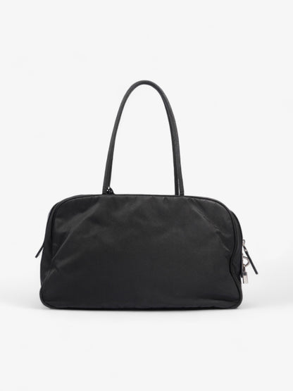 Prada Triangle Logo Boston Front Pocket Black Nylon