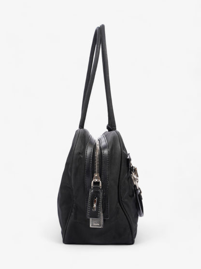 Prada Triangle Logo Boston Front Pocket Black Nylon