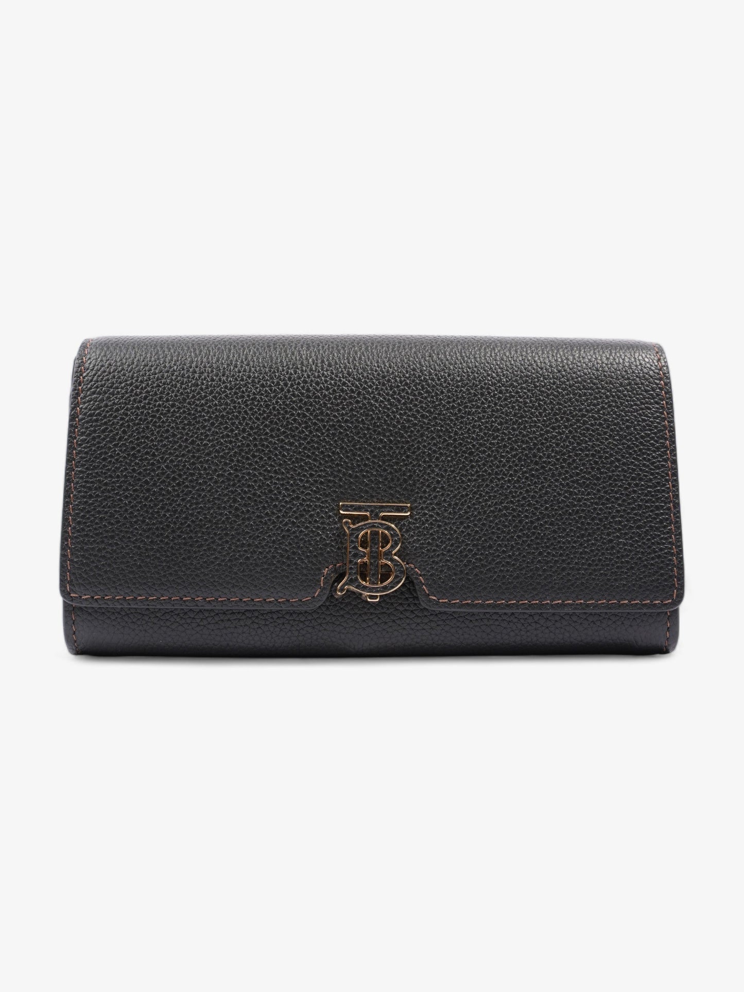 Burberry TB Continental Wallet Black Grained Leather
