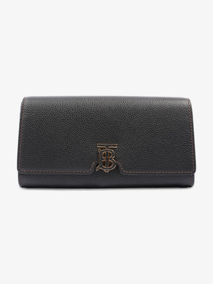 Burberry TB Continental Wallet Black Grained Leather