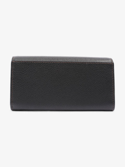 Burberry TB Continental Wallet Black Grained Leather