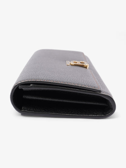 Burberry TB Continental Wallet Black Grained Leather