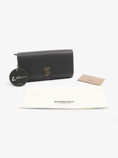 Burberry TB Continental Wallet Black Grained Leather