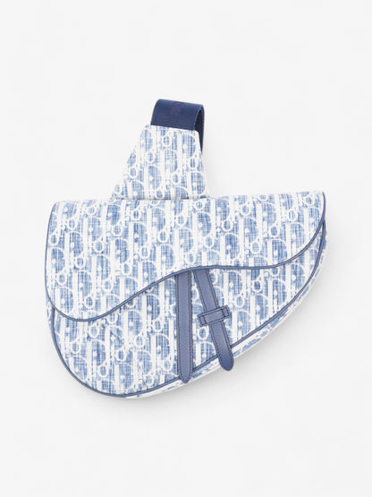 Christian Dior Saddle Bag White / Blue Oblique Canvas