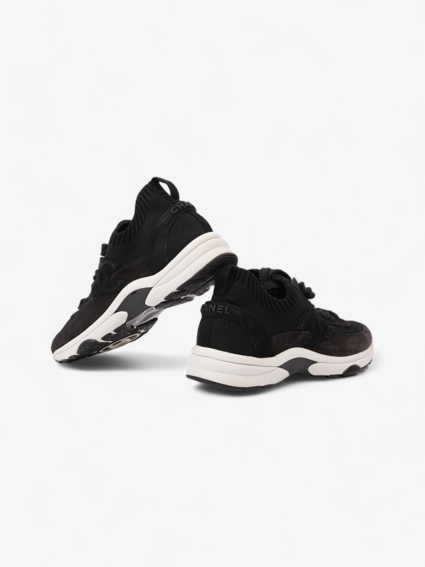 Chanel CC Logo Knit Sneaker Black Cotton EU 38 UK 5