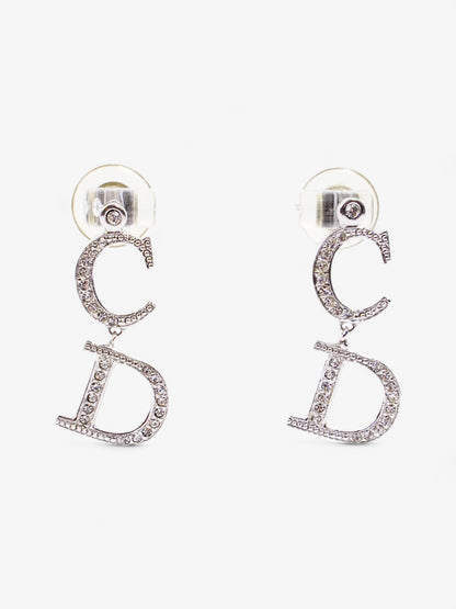 Christian Dior CD Logo Earrings Silver Base Metal