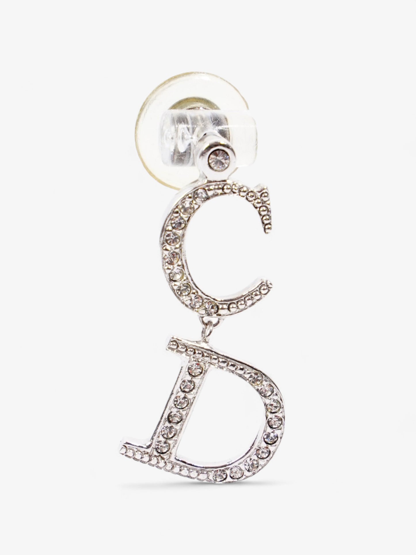 Christian Dior CD Logo Earrings Silver Base Metal