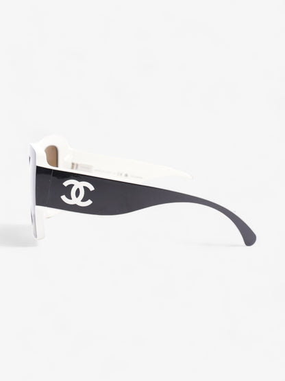 Chanel Two Tone CC Sunglasses Black / White Acetate 140mm