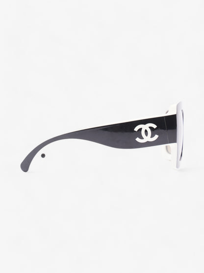 Chanel Two Tone CC Sunglasses Black / White Acetate 140mm