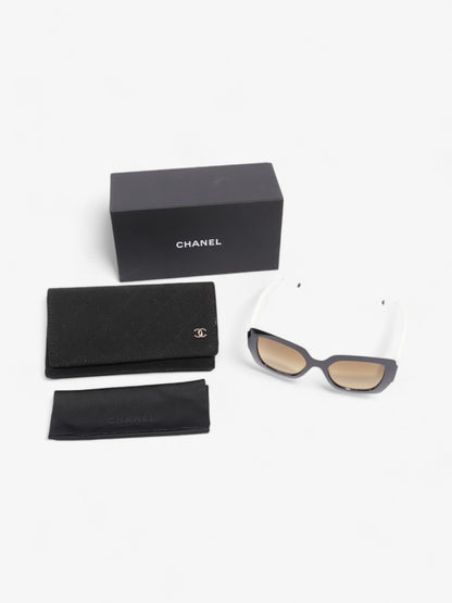Chanel Two Tone CC Sunglasses Black / White Acetate 140mm
